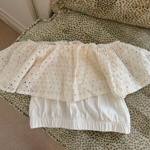 Zara Cream Eyelet Off-Shoulder Kids Blouse